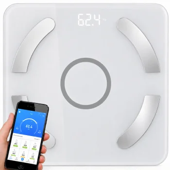 Analitinės vonios svarstyklės su Bluetooth, stiklas, 180 kg, baltos