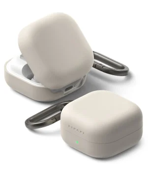 Ausinių dėklas Ringke Silicone Case, Samsung Galaxy Buds 4 / 4 Pro, smėlio spalvos