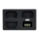 Trijų kanalų akumuliatorių įkroviklis Newell TT-USB-C, skirtas LP-E6 (Canon)