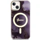 Guess dėklas iPhone 14 telefonui Golden Marble MagSafe, violetinis