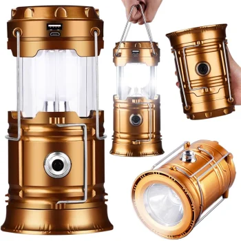 Multifunctional Solar LED Camping Lamp with USB Powerbank and Flashlight