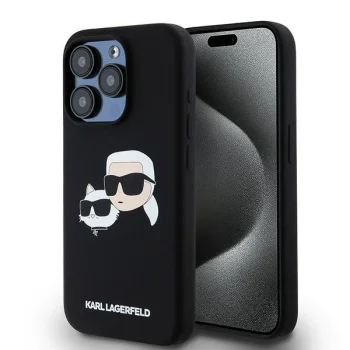 Karl Lagerfeld iPhone 15 Pro Case Silicone Karl & Choupette MagSafe, Black