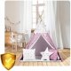 Nukido vaikiška palapinė Tipi su lemputėmis, Pink Stars