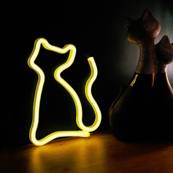 Forever Light FLNE03 LED Neon Cat, Warm White, USB/Battery