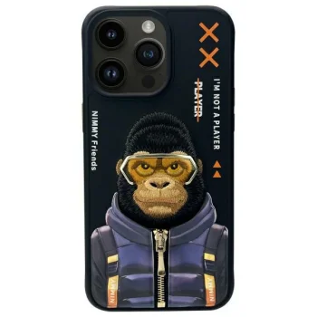 Dėklas iPhone 15 Pro Max telefonui Nimmy Cool&Cute 2.0 Monkey, juodas