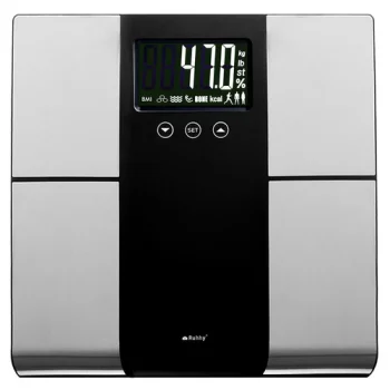 Ruhhy 00024638 Analytical Bathroom Scales with LCD, Black/Silver