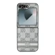 DKNY Checkered Pattern Printed Stripes dėklas telefonui Samsung Galaxy Z Flip 6, smėlio spalvos