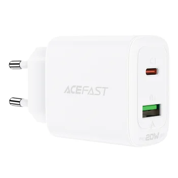 Acefast A25 Wall Charger USB Type-C / USB-A 20W, White