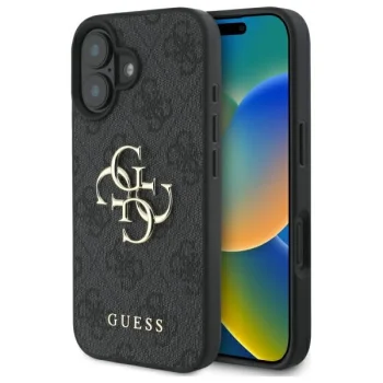 Guess 4G Big Logo dėklas iPhone 16 Plus telefonui, juodas