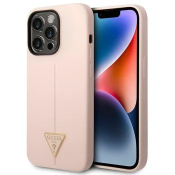 Guess Silicone Triangle Case for iPhone 14 Pro Pink