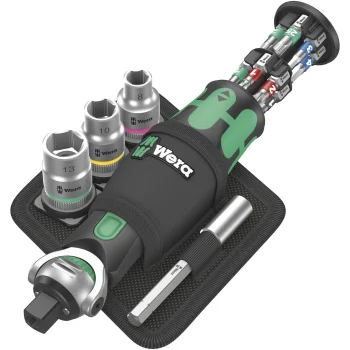 Terkšlės ir antgalių komplektas Wera 8009 Zyklop Pocket Set 2, 18 dalių