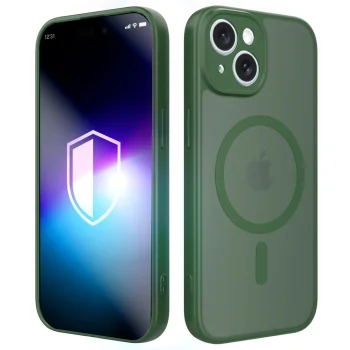3mk Misty MagCase for iPhone 15, MagSafe Phone Case, Green