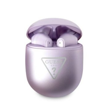 Guess TWS Bluetooth ausinės GUTWST82TRU Triangle Logo, violetinės