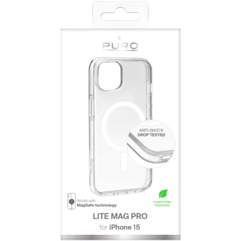Puro Lite Mag Pro MagSafe dėklas iPhone 15, permatomas