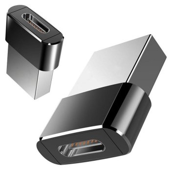 USB-A to USB-C OTG Adapter for Data Transfer and Charging, Black