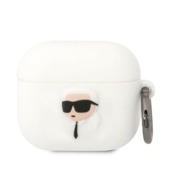 Karl Lagerfeld Silicone Karl's Head 3D dėklas AirPods 3 ausinėms, baltas