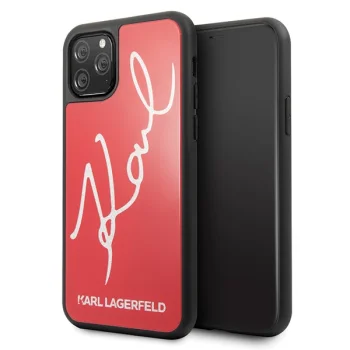 „Karl Lagerfeld Glitter Signature“ dėklas „iPhone 11 Pro“, raudonas