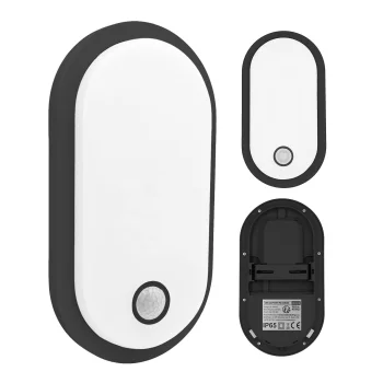 LED šviestuvas su PIR judesio jutikliu Maclean MCE534 B, 10W/15W/18W, IP65, juodas