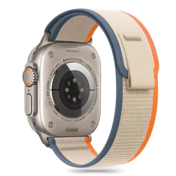 TECH-PROTECT NYLON STRIPE APPLE WATCH 6 / 7 8 9 10 SE ULTRA 1 2 (44 45 46 49 MM) CREAM/ORANGE
