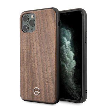 Mercedes dėklas iPhone 11 Pro Max telefonui Wood Line Walnut, šviesiai rudas