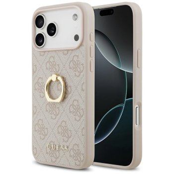 Guess 4G Ring Stand dėklas iPhone 17 Pro Max telefonui, rožinis