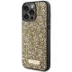 Guess Rhinestone Metal Logo dėklas, skirtas iPhone 15 Pro, geltonas