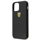 Ferrari iPhone 12 mini dėklas On Track Real Carbon, juodas