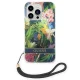 Guess Flower Strap dėklas iPhone 14 Pro telefonui su dirželiu, mėlynas
