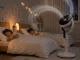 Reguliuojamas pastatomas ventiliatorius su LED ekranu ir pulteliu, baltas/juodas