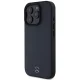 Mercedes Textured And Plain Leather MagSafe Case for iPhone 16 Pro Max - Navy Blue