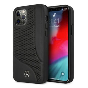 Mercedes dėklas iPhone 12 Pro Max telefonui Perforated Area, juodas