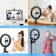 LED žiedinė lempa 26 cm su telefono laikikliu ir spaustuvu