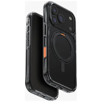 Uniq Swivix dėklas su 360° besisukančiu stovu iPhone 17 Pro, juodas