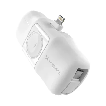 Wozinsky WF16-YLS 5000mAh 15W išorinė baterija su „Apple Watch“ įkrovikliu, balta