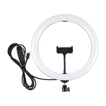 PULUZ LED žiedinė lempa su telefono laikikliu ir USB-C