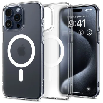 Spigen Ultra Hybrid Mag dėklas, skirtas iPhone 15 Pro, Clear Matte