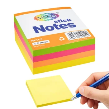 Lipnūs lapeliai užrašams, 400 lapelių bloknotas, 76 x 76 mm