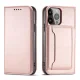 Atverčiamas dėklas-piniginė iPhone 13 Pro Magnet Card Case, rožinis