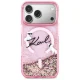 Karl Lagerfeld Liquid Glitter Karl Script dėklas iPhone 17 Pro Max su MagSafe, rožinis