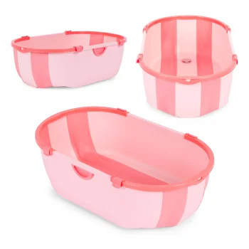 ECOTOYS sulankstoma kūdikių vonelė su temperatūros jutikliu, rožinė