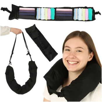 Travel Neck Pillow with Pocket KX3084, Black