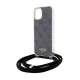 Guess dėklas iPhone 15 / 14 / 13 su virvele Crossbody Cord 4G Print, juodas