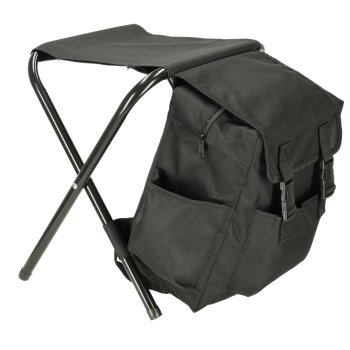Folding fishing camping chair with backpack 10L black