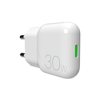Puro SLIMPRO 30W USB-C GaN sieninis įkroviklis, baltas