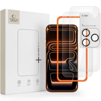 Tech-Protect Easy Set+ apsauginis stiklas iPhone 18 Pro Max (2x ekranui + 1x kamerai)
