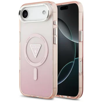 Guess IML Gradient Triangle Logo MagSafe Case for iPhone Air, Pink