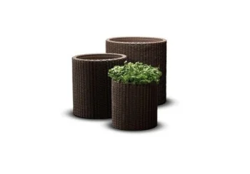 Vazonų komplektas Keter Cylinder Planters S+M+L (3 vnt.), rudas