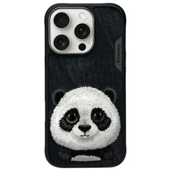 Nimmy Big Eyed Pet 2.0 Panda dėklas telefonui iPhone 16 Pro, juodas