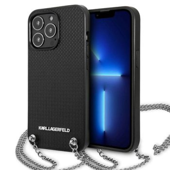 „Karl Lagerfeld Textured & Chain“ dėklas, skirtas iPhone 13 Pro / 13, juodas