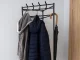 Corner Coat Rack with 3 Shoe Shelves, Metal Hall Tree Entryway Organizer Stand, black